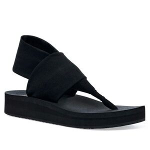 Sanuk Sling Black Women's Wedge Size 11 Sandals